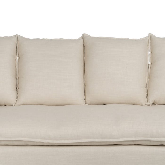4 Seater Cream Fabric Sofa Living Room 220 X 100 X 91 Cm