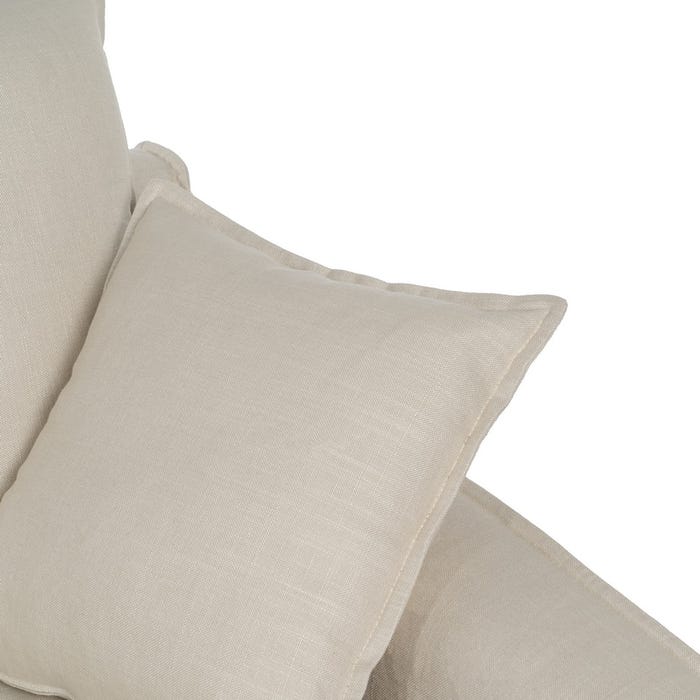4 Seater Cream Fabric Sofa Living Room 220 X 100 X 91 Cm