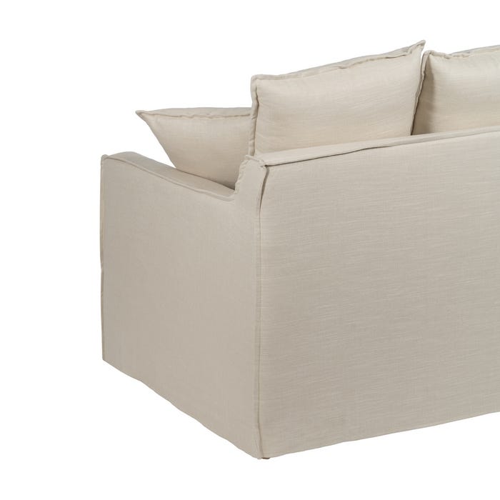 4 Seater Cream Fabric Sofa Living Room 220 X 100 X 91 Cm