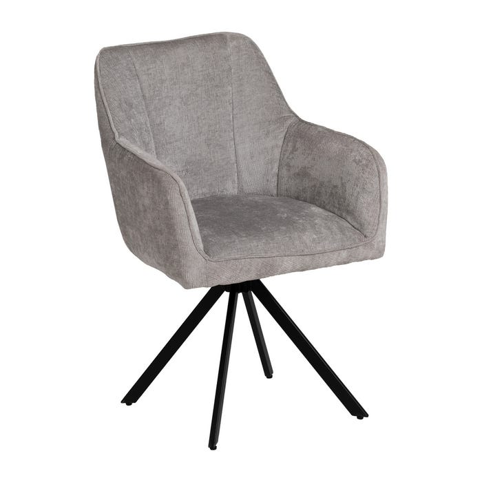 Silla Brazos Gris Claro Tejido-Metal 58 X 58 X 83 Cm