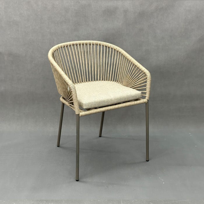 Silla Natural-Gris Pe-Acero Exterior 58 X 58 X 77,50 Cm