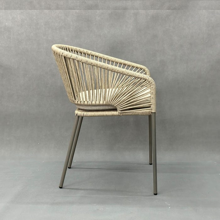 Silla Natural-Gris Pe-Acero Exterior 58 X 58 X 77,50 Cm
