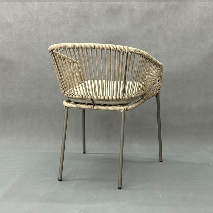 Silla Natural-Gris Pe-Acero Exterior 58 X 58 X 77,50 Cm