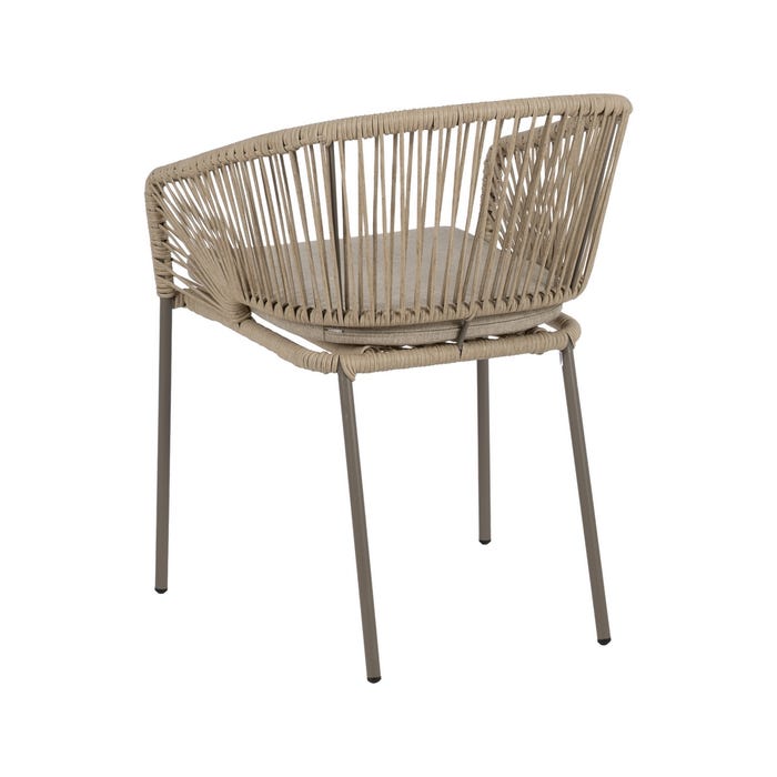 Silla Natural-Gris Pe-Acero Exterior 58 X 58 X 77,50 Cm