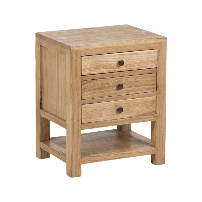 Mesita Natural Madera Mindi Dormitorio 45 X 35 X 55 Cm