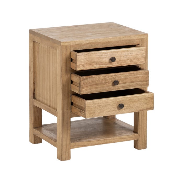 Mesita Natural Madera Mindi Dormitorio 45 X 35 X 55 Cm