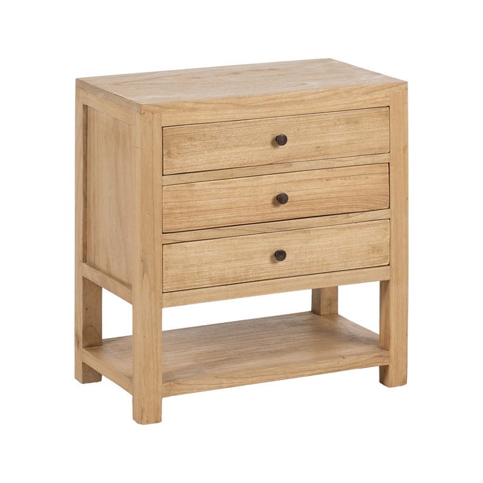 Mesita Natural Madera Mindi Dormitorio 60 X 35 X 65 Cm