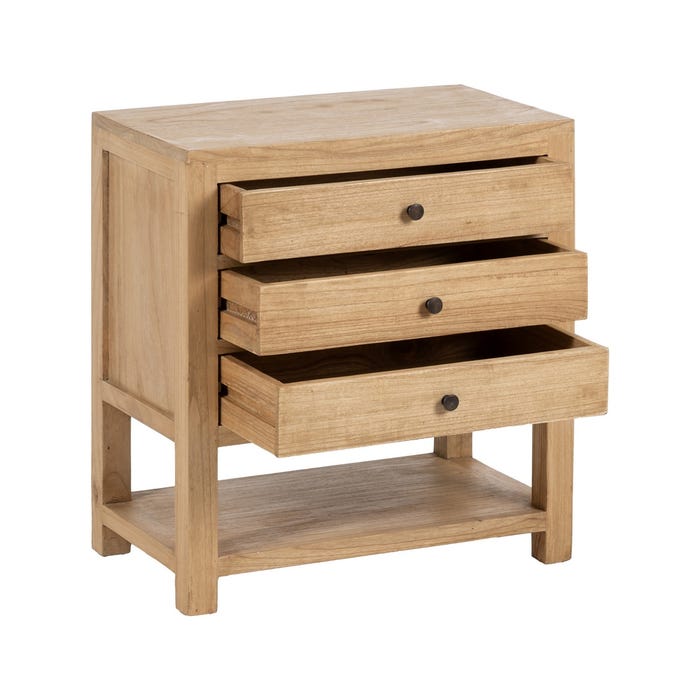 Mesita Natural Madera Mindi Dormitorio 60 X 35 X 65 Cm