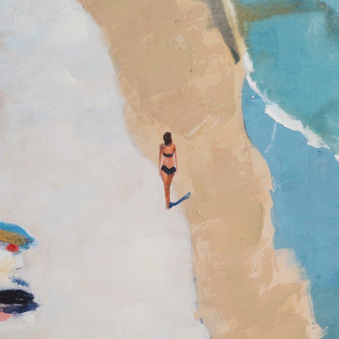Cuadro Pintura Playa Lienzo Decoración 100 X 140 Cm