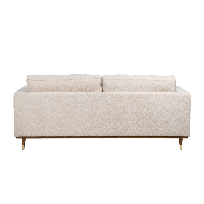 3-Seater Beige Fabric-Wood Sofa 215 x 91 x 84 cm