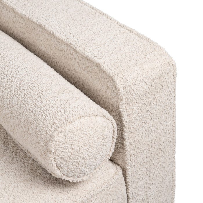 3-Seater Beige Fabric-Wood Sofa 215 x 91 x 84 cm