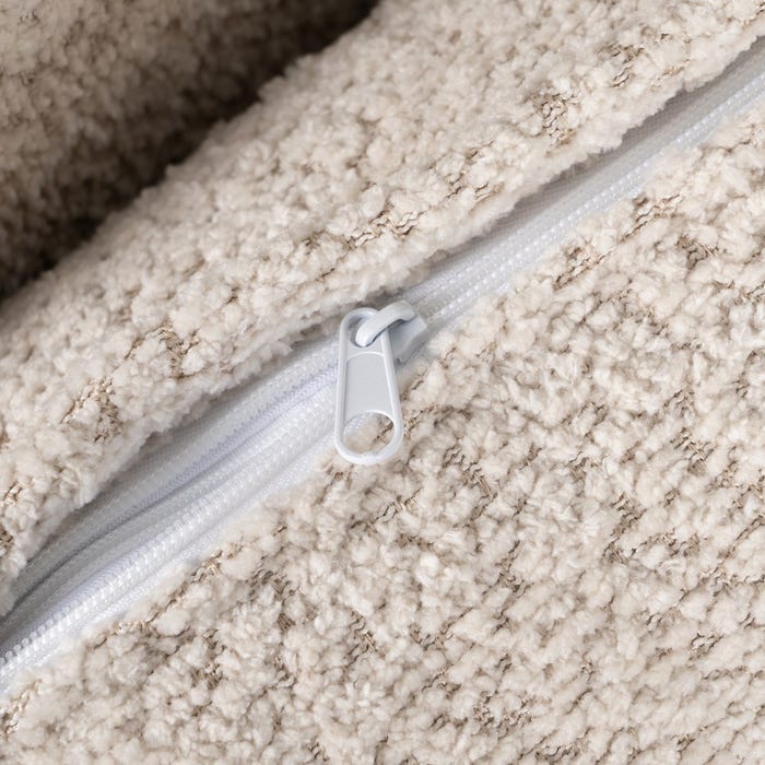 3-Seater Beige Fabric-Wood Sofa 215 x 91 x 84 cm