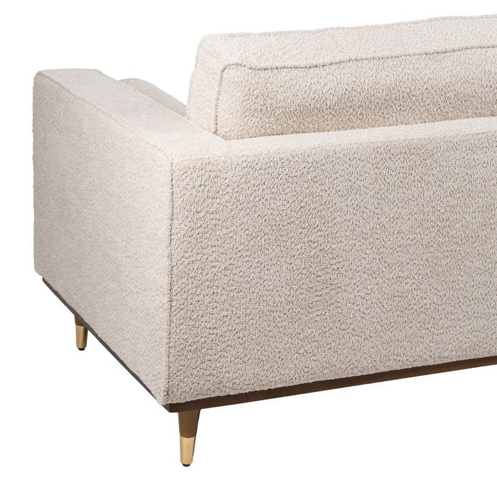 3-Seater Beige Fabric-Wood Sofa 215 x 91 x 84 cm