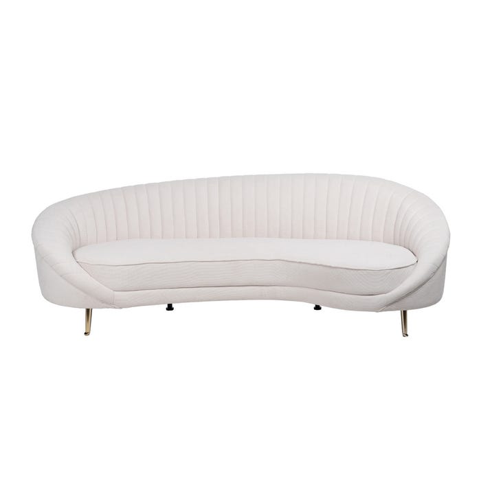 3-Seater Cream Fabric-Metal Sofa 247 x 105 x 81 cm