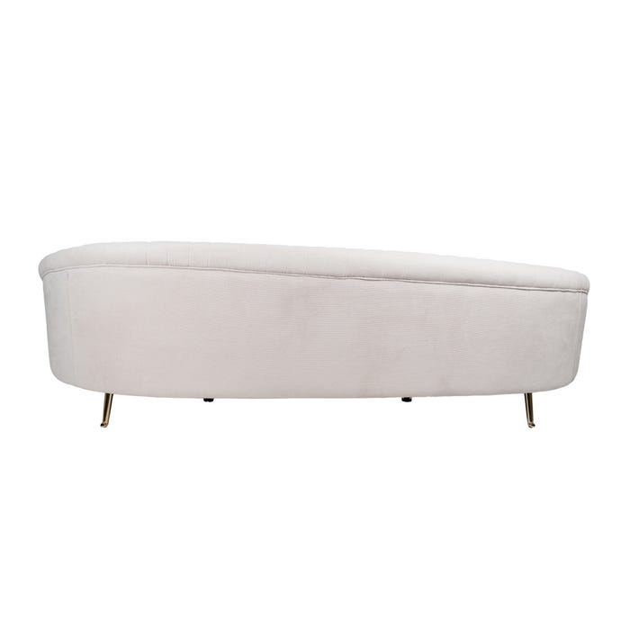 3-Seater Cream Fabric-Metal Sofa 247 x 105 x 81 cm
