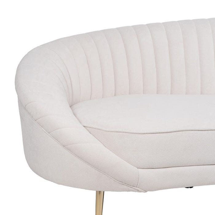 3-Seater Cream Fabric-Metal Sofa 247 x 105 x 81 cm