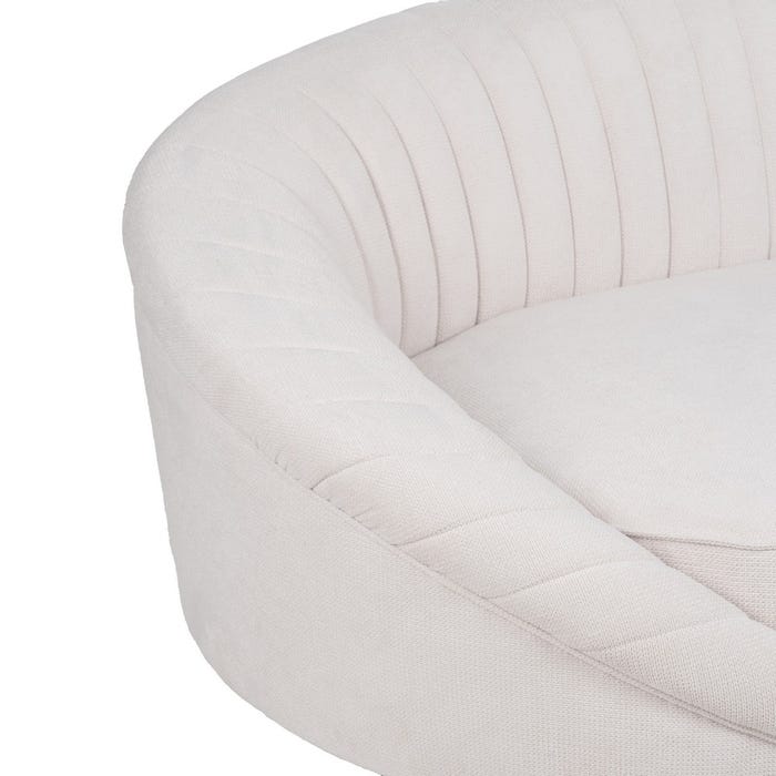 3-Seater Cream Fabric-Metal Sofa 247 x 105 x 81 cm