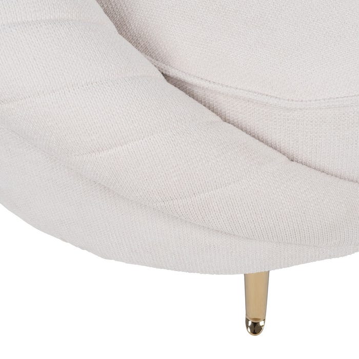 3-Seater Cream Fabric-Metal Sofa 247 x 105 x 81 cm