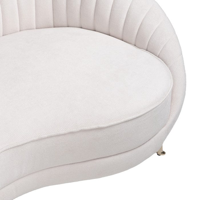 3-Seater Cream Fabric-Metal Sofa 247 x 105 x 81 cm