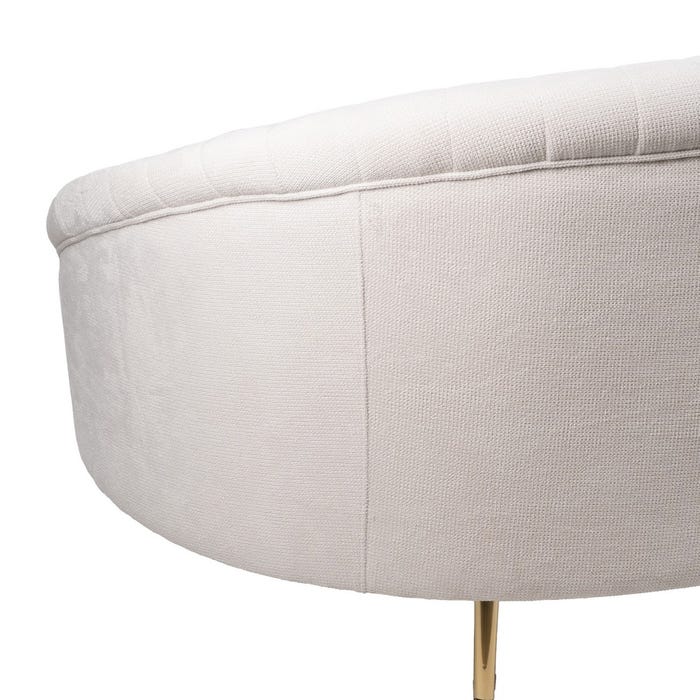 3-Seater Cream Fabric-Metal Sofa 247 x 105 x 81 cm