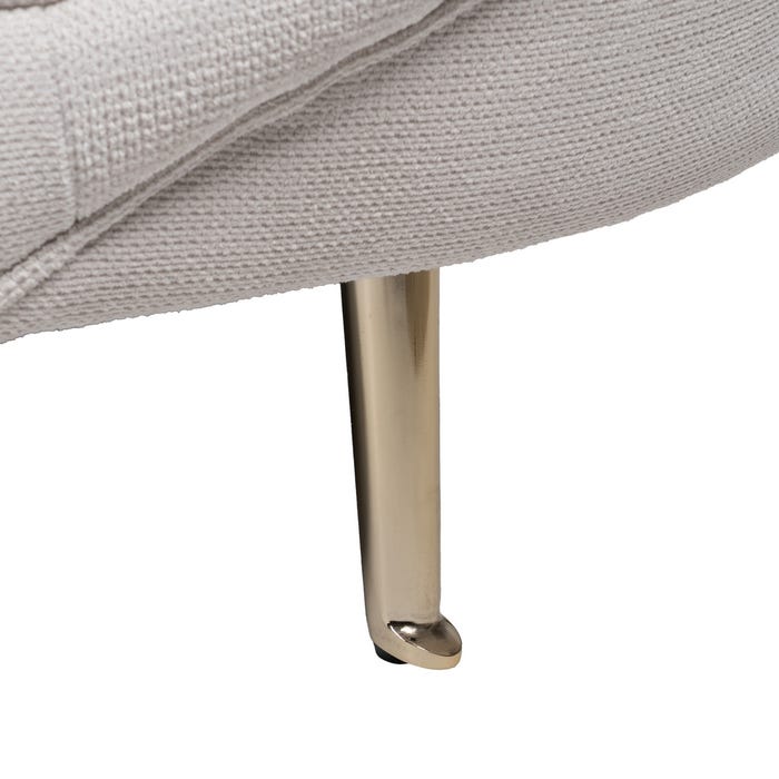 3-Seater Cream Fabric-Metal Sofa 247 x 105 x 81 cm