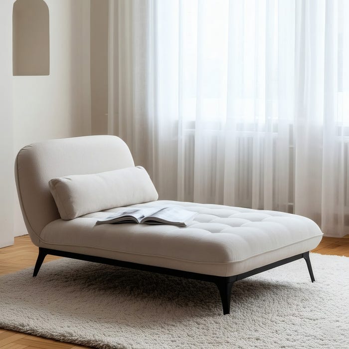 Chaise-Lounger Crema Tejido-Metal 168 X 90 X 82 Cm