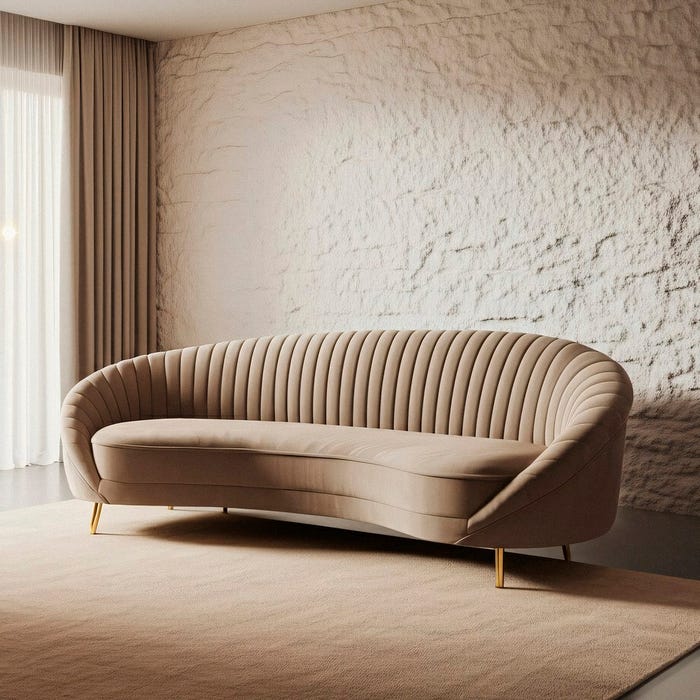 Taupe 3-Seater Sofa Fabric-Metal 247 x 105 x 81 cm