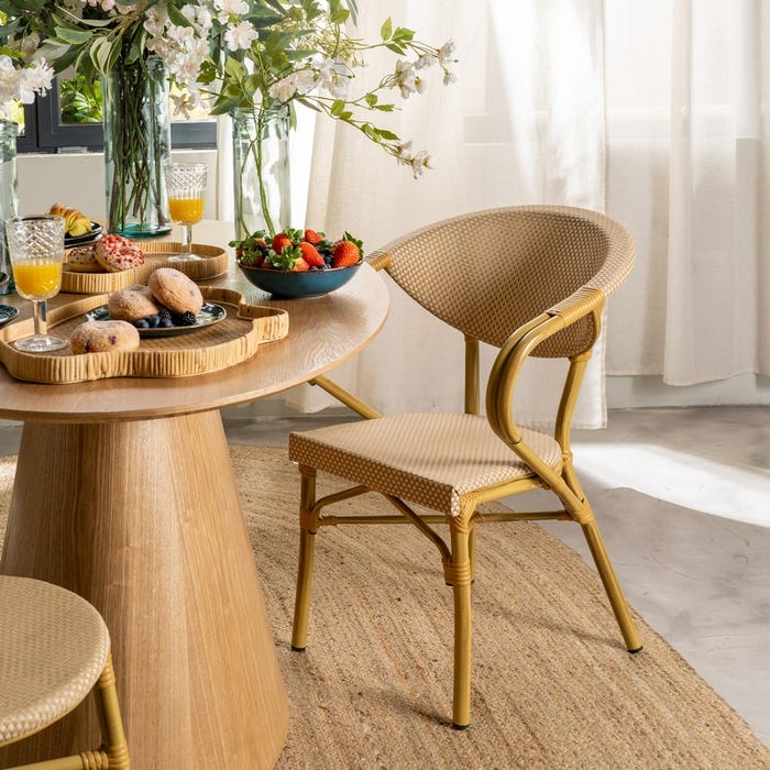 Silla Beige Aluminio-Textileno Exterior 57 X 58,50 X 82 Cm
