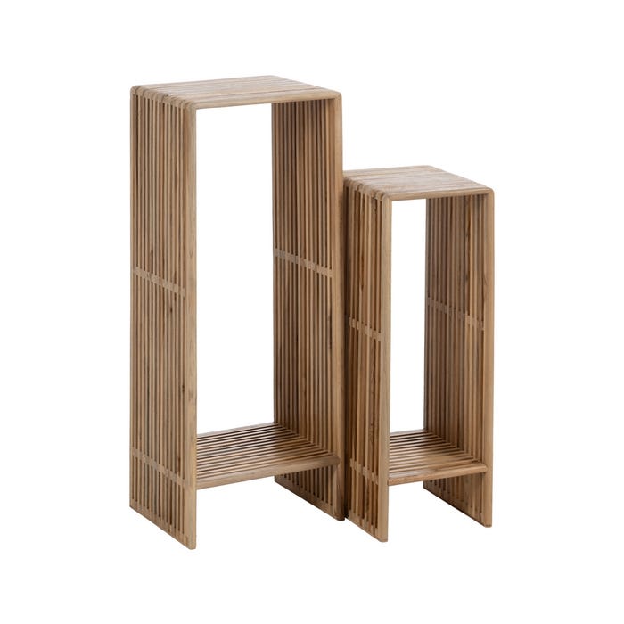 S/2 Peana Natural Madera De Teca Salón 33 X 27 X 86 Cm