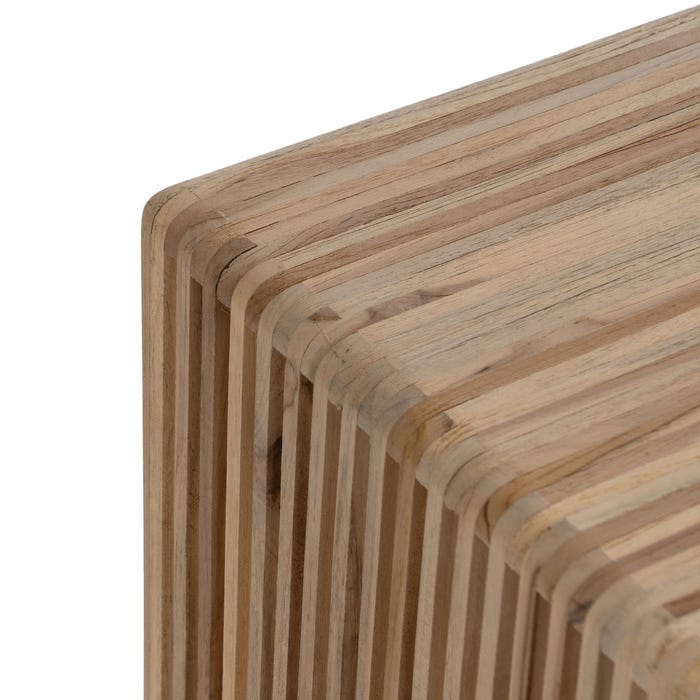 S/3 Mesa Auxiliar Natural Madera De Teca 65 X 30 X 66 Cm