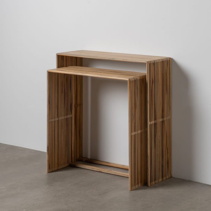 S/2 Consola Natural Madera De Teca 85 X 30 X 86 Cm