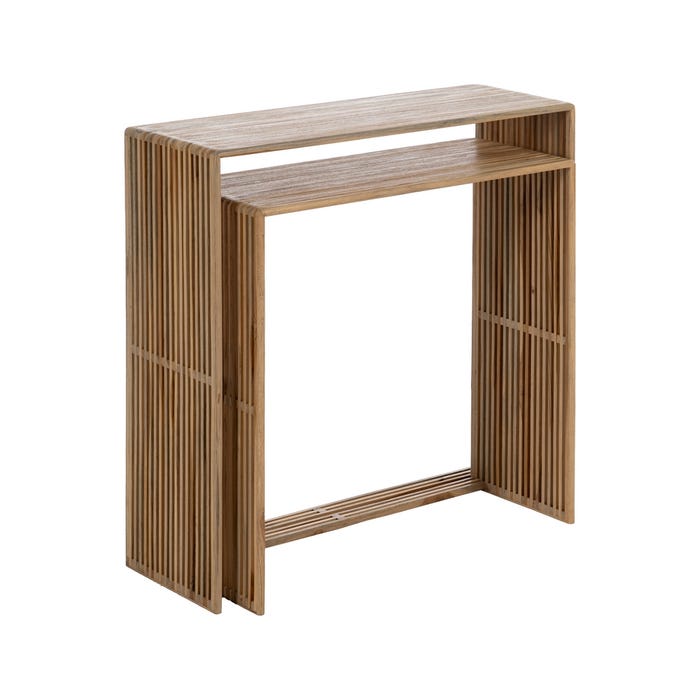 S/2 Consola Natural Madera De Teca 85 X 30 X 86 Cm