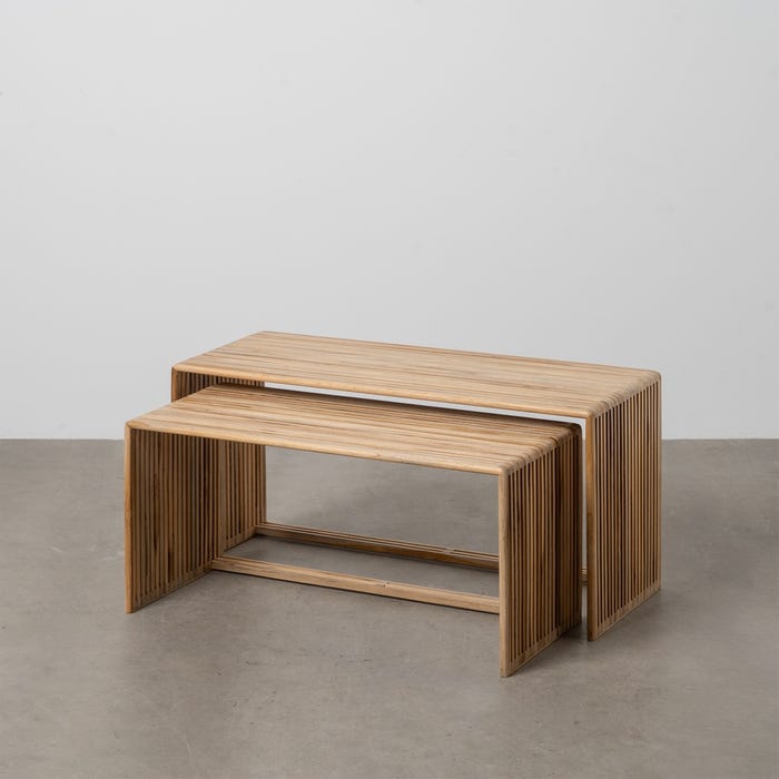 Mesa de Centro S/2 em Madeira Teca Natural 85 X 35 X 41 Cm