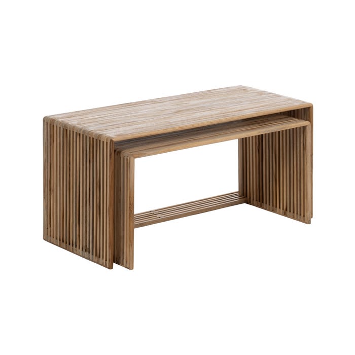 Mesa de Centro S/2 em Madeira Teca Natural 85 X 35 X 41 Cm