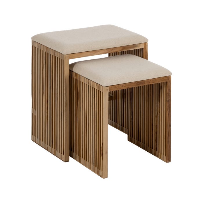 S/2 Banqueta Natural Madera De Teca 50 X 34 X 60 Cm