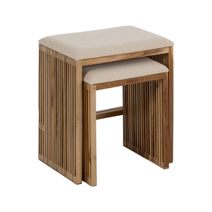 S/2 Banqueta Natural Madera De Teca 50 X 34 X 60 Cm