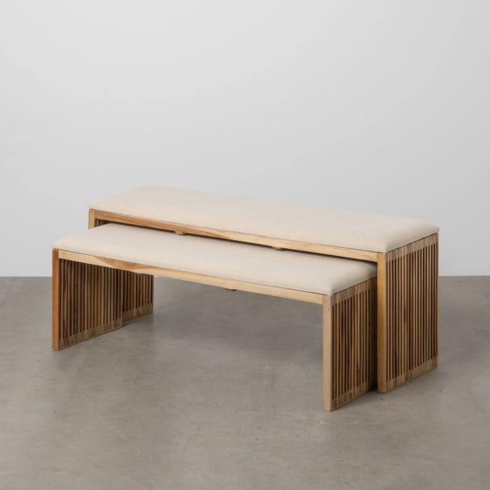 S/2 Natural Teak Wood Stool 115 x 35 x 45 cm