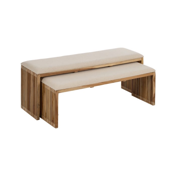 S/2 Banqueta Natural Madera De Teca 115 X 35 X 45 Cm