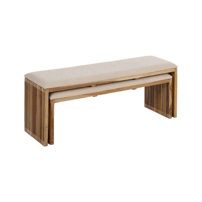 S/2 Banqueta Natural Madera De Teca 115 X 35 X 45 Cm