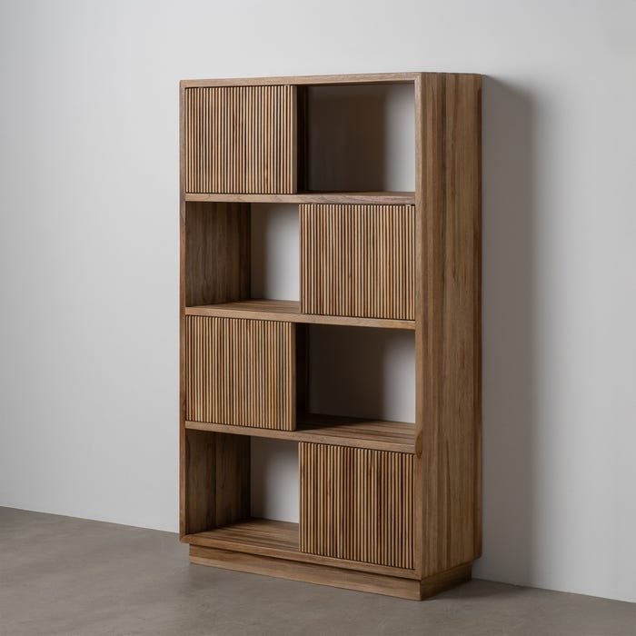 Mueble Auxiliar Natural Madera De Teca 100 X 35 X 168 Cm