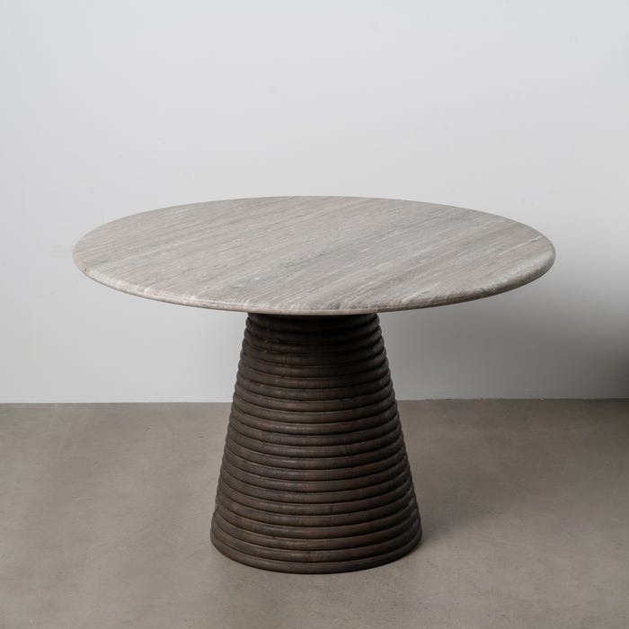 Mesa de Jantar Mármore/Madeira Sala de Estar 115 X 115 X 76 Cm