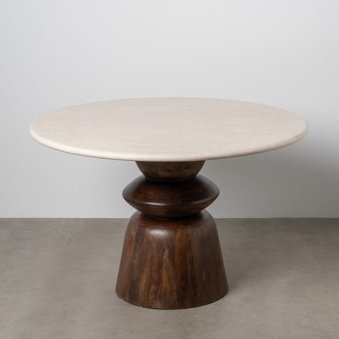 Mesa de Jantar Mármore/Madeira Sala de Estar 120 X 120 X 76 Cm
