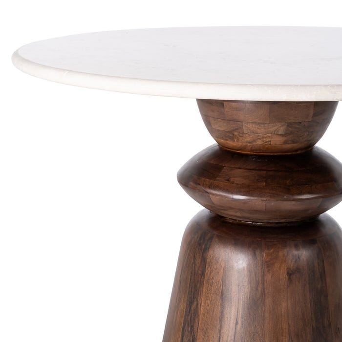 Mesa de Jantar Mármore/Madeira Sala de Estar 120 X 120 X 76 Cm
