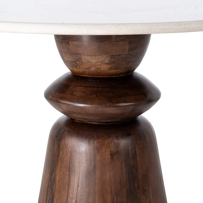 Mesa de Jantar Mármore/Madeira Sala de Estar 120 X 120 X 76 Cm