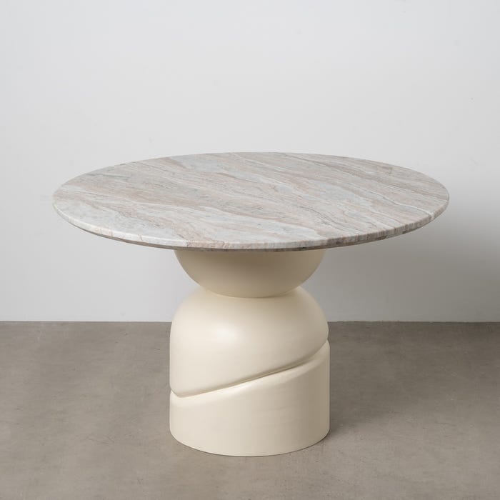 Mesa de Jantar Mármore/Madeira Sala de Estar 120 X 120 X 76 Cm