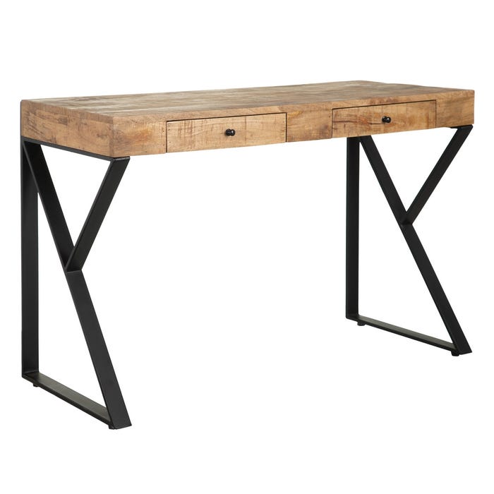 Escritorio Marrón-Negro Madera-Metal 120 X 50 X 77 Cm