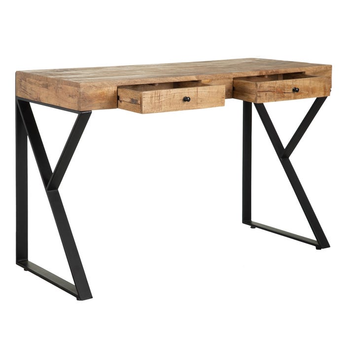 Escritorio Marrón-Negro Madera-Metal 120 X 50 X 77 Cm