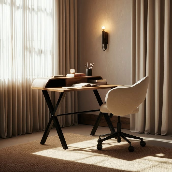 Escritorio Natural-Negro Madera De Mango 125 X 62 X 90 Cm