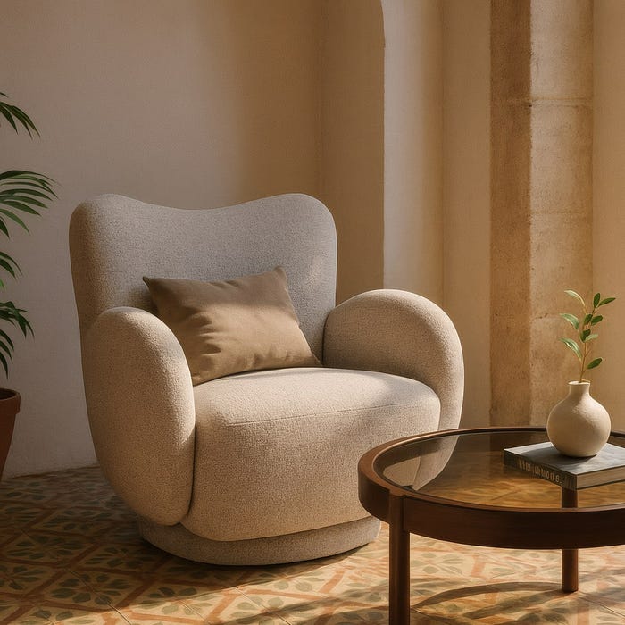 Marbled Fabric Living Room Armchair 78 x 76 x 80 cm