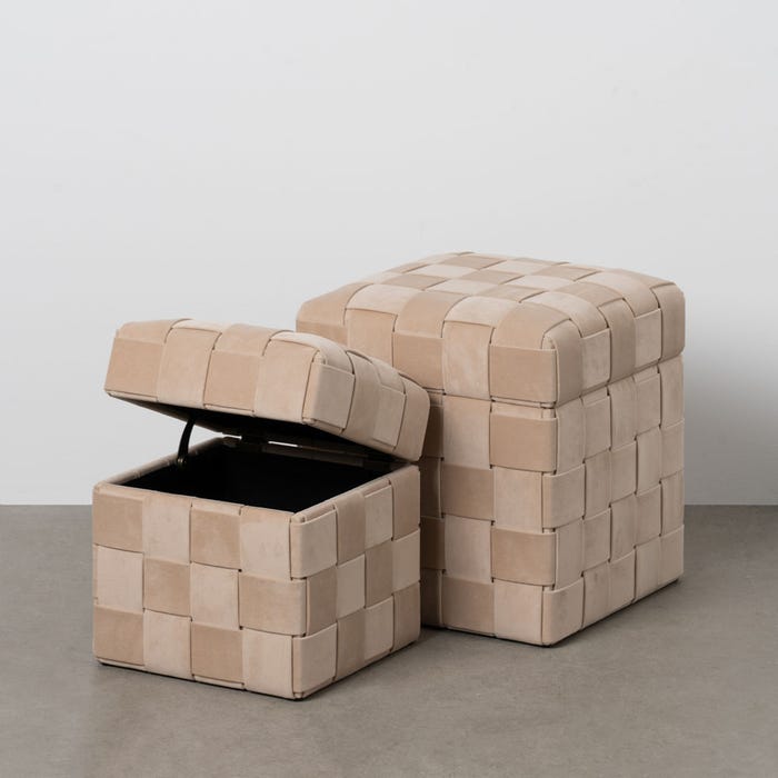 S/2 Puf Baúl Beige Dm-Tejido 40 X 40 X 43 Cm